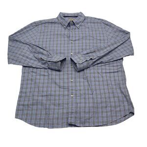 Tre Vero Three Truths Shirt Mens XL Blue Plaid Long Sleeve Button Up Casual